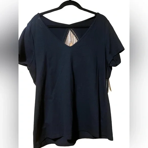 Torrid Black Top with Silver Fringe - Picture 2 of 3